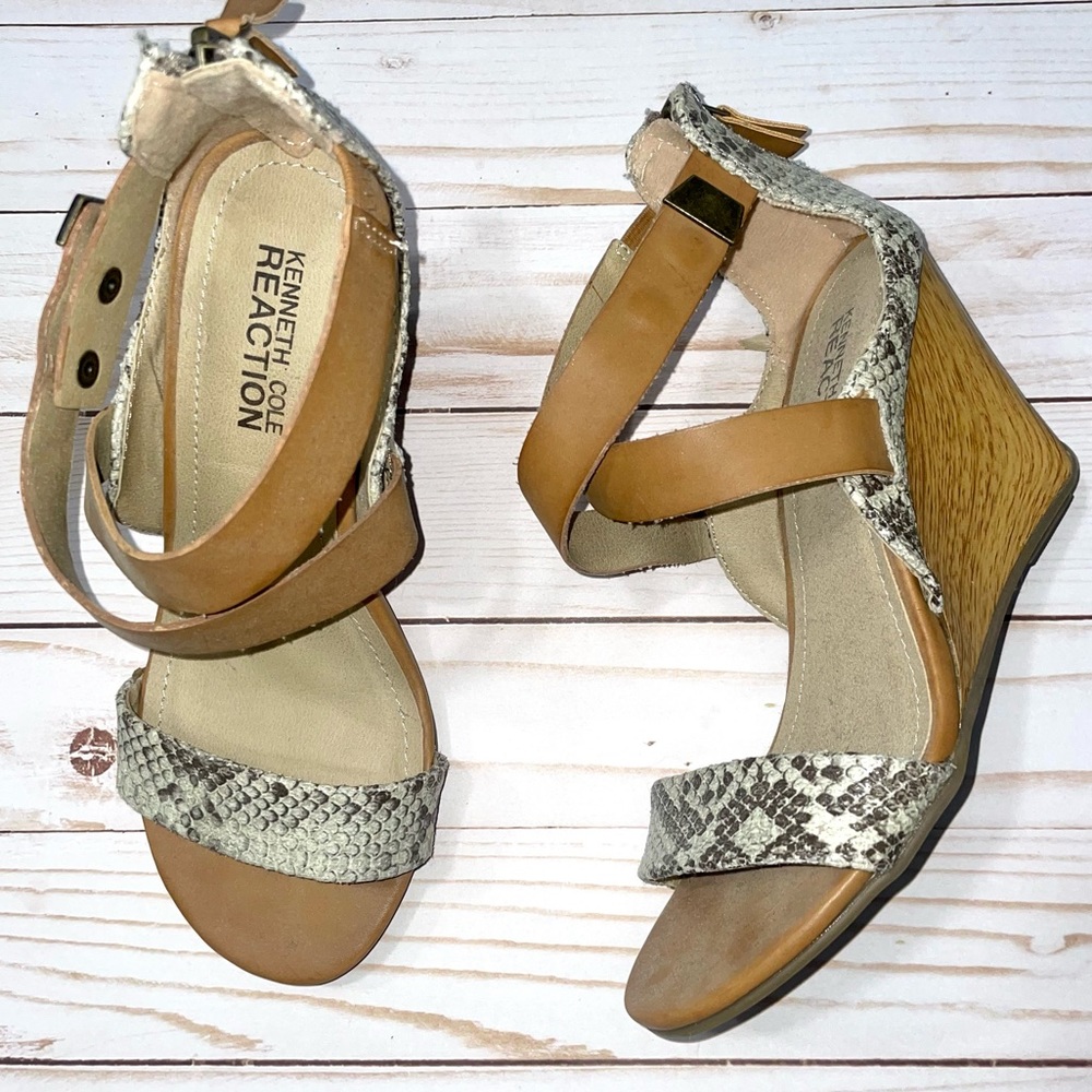 Leather Kenneth Cole Wedge Sandals snake